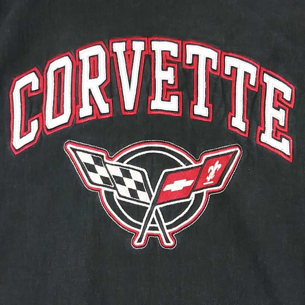 Corvette Embroidered Pullover Black Hoodie Size XL 50  Steve & Barry's